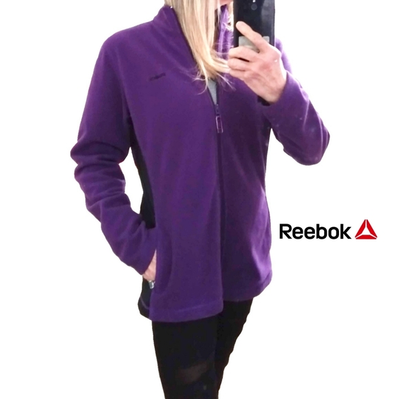 Reebok Jackets & Blazers - REEBOK WOMENS PURPLE FLEECE ATHLETIC ZIP JACKET